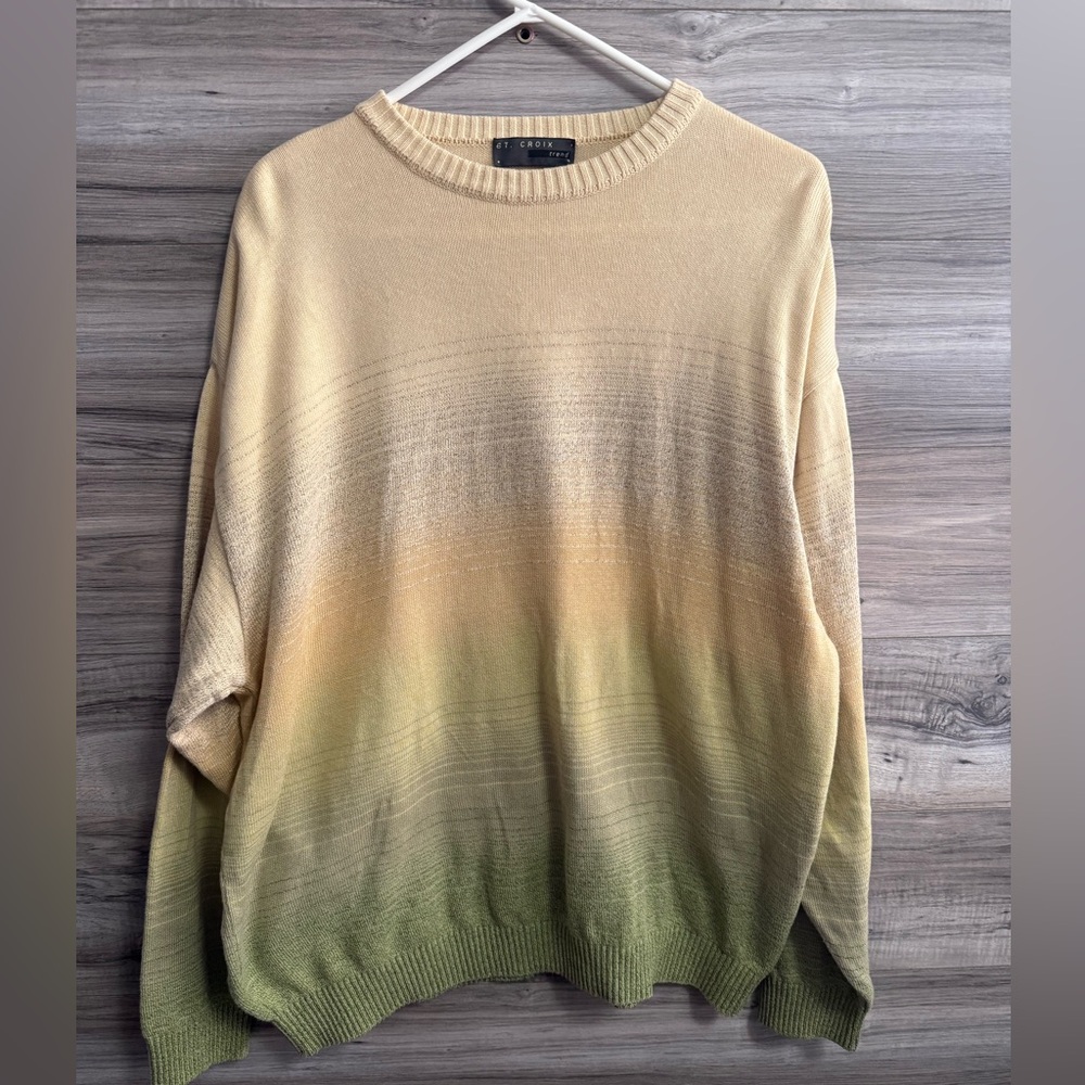 St. Croix Sweater Mens Cotton Blend Ombre Gradient Pullover Sweater